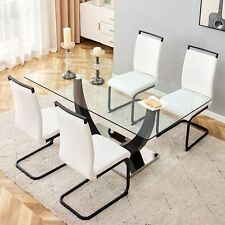 Modern Large Minimalist Glass Dining Table 6-8 0.4 Tempered Black Metal Bracket - Mumbai - India"