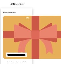 LITTLE SLEEPIES GIFT CARD - $50 - GOOD ONLINE WORLDWIDE - FREE SHIPPING!
