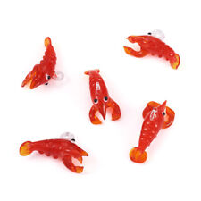 5 Red Lobster Shape Handmade Lampwork Pendants Jewelry Making 32~34x14~18x16mm