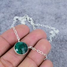 Emerald Gemstone Handmade Pendant 925 Sterling Silver Jewelry Necklace