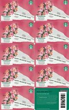 10 2023 STARBUCKS GIFT CARDS ~HAPPY VALENTINE'S DAY~ NO VALUE PIN NUMBER COVERED