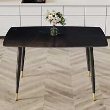 Modern kitchen minimalist dining table sintered stone top golden black metal leg - Fontana - US