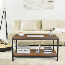 Modern Minimalist 31Vintage Coffee Table 2 Tier w/Storage Shelf 132lb Rectangle - Mumbai - India"