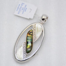 Lia Sophia jewelry rhodium plated cut crystals abalone shell necklace pendant