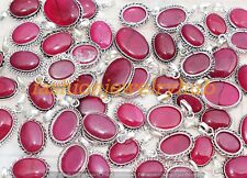 Simulated Ruby Gemstone Fashion Pendant 20Pcs Lot 925 Silver Plated Jewelry