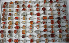 Wholesale Lots 40pcs Mixed Trendy Jewelry Red Natural Stone Women Rings