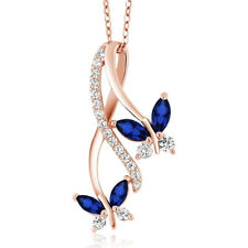 Fashion Exquisite Rose Gold Chain Blue Butterfly Pendant Necklace Jewelry Gift