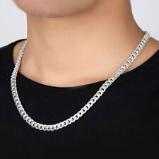 925 Sterling Silver Fashion Jewelry 7mm Sideways Chain Necklace Gift For Man