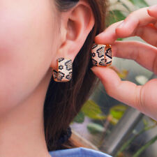 Snake Leopard Print Cubic Zircon Gold Plated Square Hoop Earrings Women Jewelry