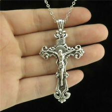 large JESUS CRUCIFIX CROSS pendant 20 Sterling Silver 925 necklace chain men"