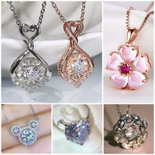 Women Cubic Zircon Necklace Pendant Romantic 925 Silver Filled,rose Gold Jewelry