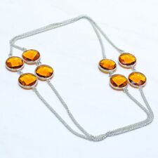 Honey Topaz Gemstone Handmade Ethnic Silver Jewelry Necklace 36 NRJR3808"