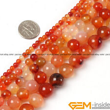 Natural Red Carnelian Gemstone Round Loose Spacer Beads For Jewelry Making 15YB"