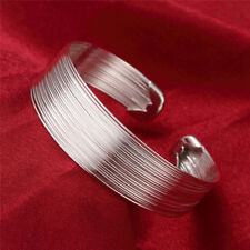 solid beautiful Fashion 925 silver charm Women chain bangle Bracelet jewelry