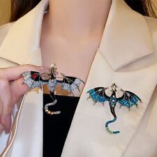 Flying Dragon Brooch Pin Crystal Enamel Retro Jewelry Women Men Party Gift