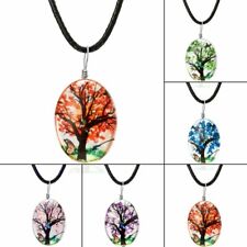 Retro Real Dried Flower Tree Round Glass Pendant Necklace Jewelry Women Hot Gift