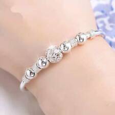 925 Silver women Beads cute Bangle bracelet fashion charm jewelry wedding Gift