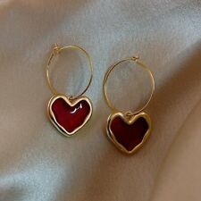 Silver Plated Red Love Heart Earrings Hoop Stud Dangle Drop Women Jewelry Gifts