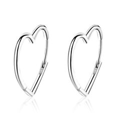 Big Heart Earrings 925 Sterling Silver Hoop Earrings Women Jewelry Party Gift