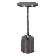 Modern Minimalist Dark Silver Accent Drink Table Round Pedestal Classic Retro - US