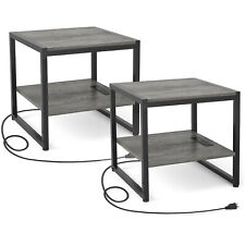 Homieasy 2Pcs End Table 20 Square Side Table With Charging Station 2-Tier Shelf - Mumbai - India"