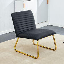 Black armless sofa chair with PU backrest, golden metal legs，minimalist - Mumbai - India