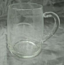 MERCEDES-BENZ Automotive Co. Etched Glass Logo 4 3/8 16oz Beer Mug Stein Coffee"