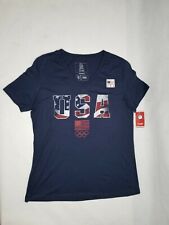 Team USA Olympic Women's V Neck T-shirt Navy Blue Size Large New With Tags CA3