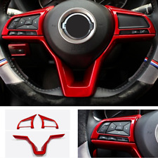 ABS Bright Red Steering Wheel Decor Frame Trim For NISSAN KICKS 2021-2024