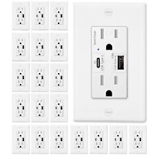 USB C Wall Outlet Smart 4.8A Fast Charging Tamper Resistant with Plate UL 20Pack - South El Monte - US