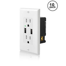 10Pack Wall Outlet with 2 USB Charging Ports Tamper Resistant Socket Charger LED - South El Monte - US