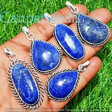 Lapis Lazuli Gemstone Handmade Pendant 5pcs Wholesale Lots Silver Plated Jewelry