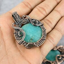 Amazonite Gemstone Copper Wire Wrap Handmade Pendant Jewelry For Christmas Gift