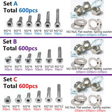 600pcs M2 304 Stainless Steel Allen Screws Bolt With Hex Nuts Washers Assortment - CN