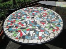 54 Black Marble Side Table Inlay Room Furniture Collectible Arts Mosaic Decor"