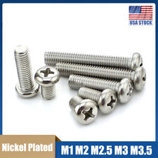 M1.2 - M3.5 Nickel Plated Carbon Steel Cross Phillips Round Pan Head Screw Bolt - Ontario - US