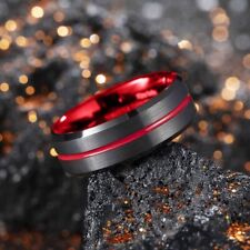 Black Color Red Groove Rings Men Fashion Jewelry Accessories Wedding Bands Ring