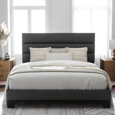 Size Platform Bed Frame with Fabric Upholstered Headboard and Queen Dark Grey - Toronto - Canada