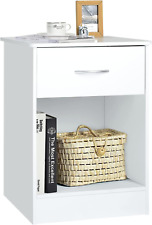 White Nightstand with Drawer and Storage Shelf, Bedside Table End Tables, File C - Toronto - Canada