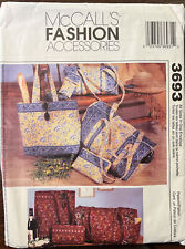 McCall’s Fashion Accessories Bags Cases Pattern 3693 Uncut Factory Fold