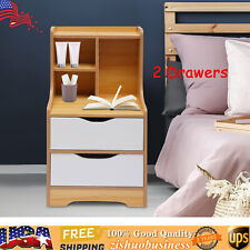 Bedroom End Side Bedside Table Nightstand Organizer with 2 Drawers Storage Wood - Mumbai - India