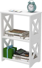 3-Tiers Side Table, Narrow End Table with Storage Shelf, Simple Bedside Table Ni - US