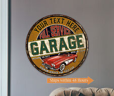 Personalized Garage Round Sign Man Cave Shop Mechanic Auto Decor 100142002005
