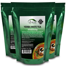 Yerba Mate Tea Bags 3-Pack (30 Bags) 100% Pure - All-Natural Premium Herbal Tea