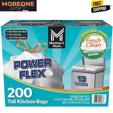 Member's Mark Power Flex Tall Kitchen Drawstring Trash Bags (13 Gallon, 200 Ct)