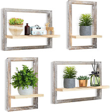 Floating Shelves for Wall, Rustic Square Floating Shelves Set of 4 Wood Wall She - Toronto - Canada