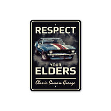 Chevy Camaro Classic Respect Your Elders Sign Chevrolet Automotive Car Man Cave