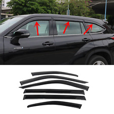 Black Window Frame Trim Rain Guard Vent Shade For Toyota Highlander 2020-2024