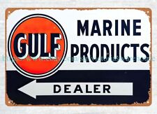 reproduction home decor Gulf Marine Products oil gas automotive metal tin sign