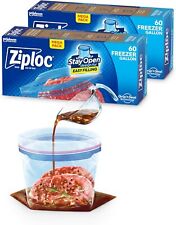 New Freezer Bags Gallon 60 ct Zip Lock Plastic Travel Slider Food Storage